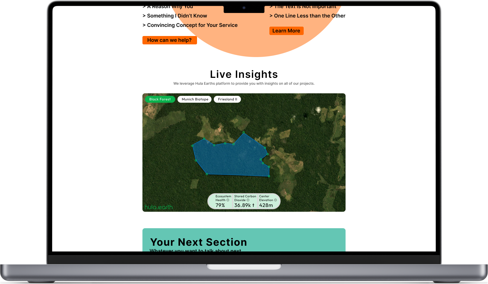 Embeddable Screen of the Hula Earth Widget on any Website
