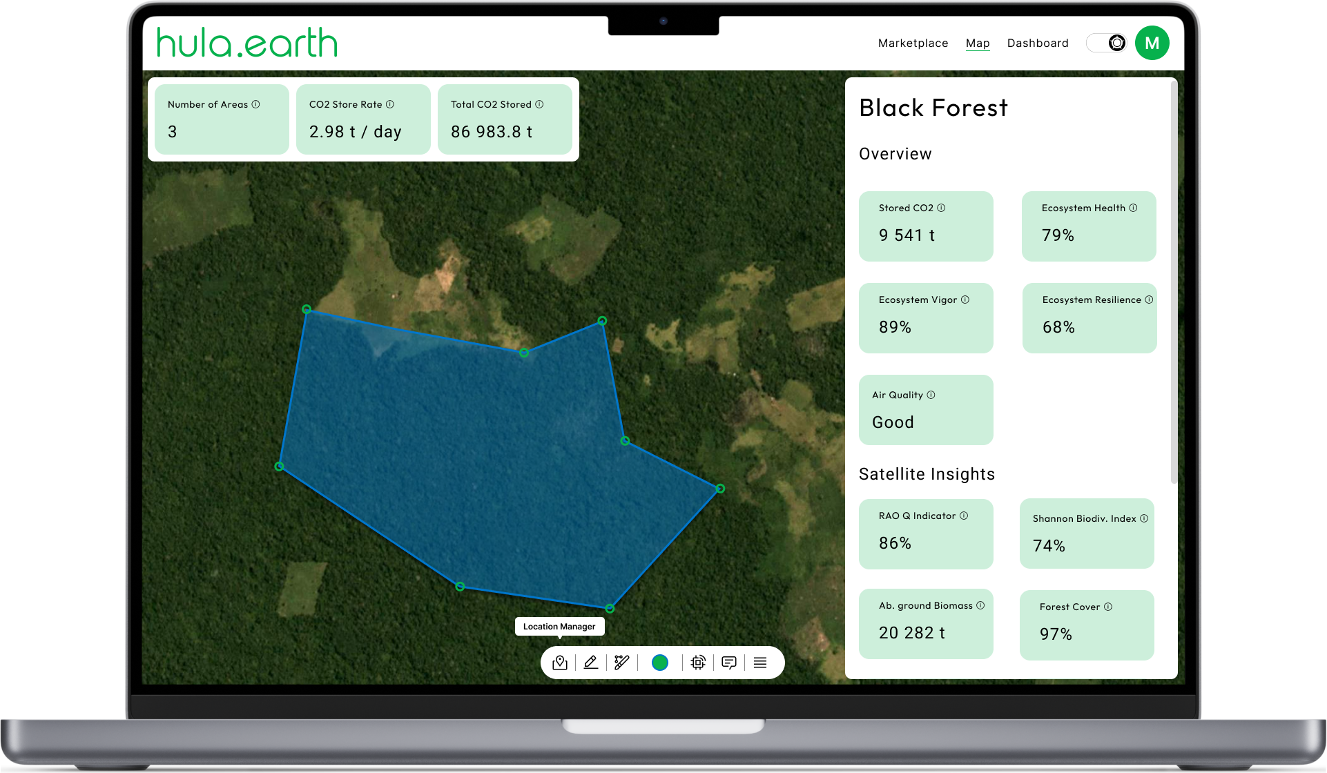 Map View of the Hula Earth Platform